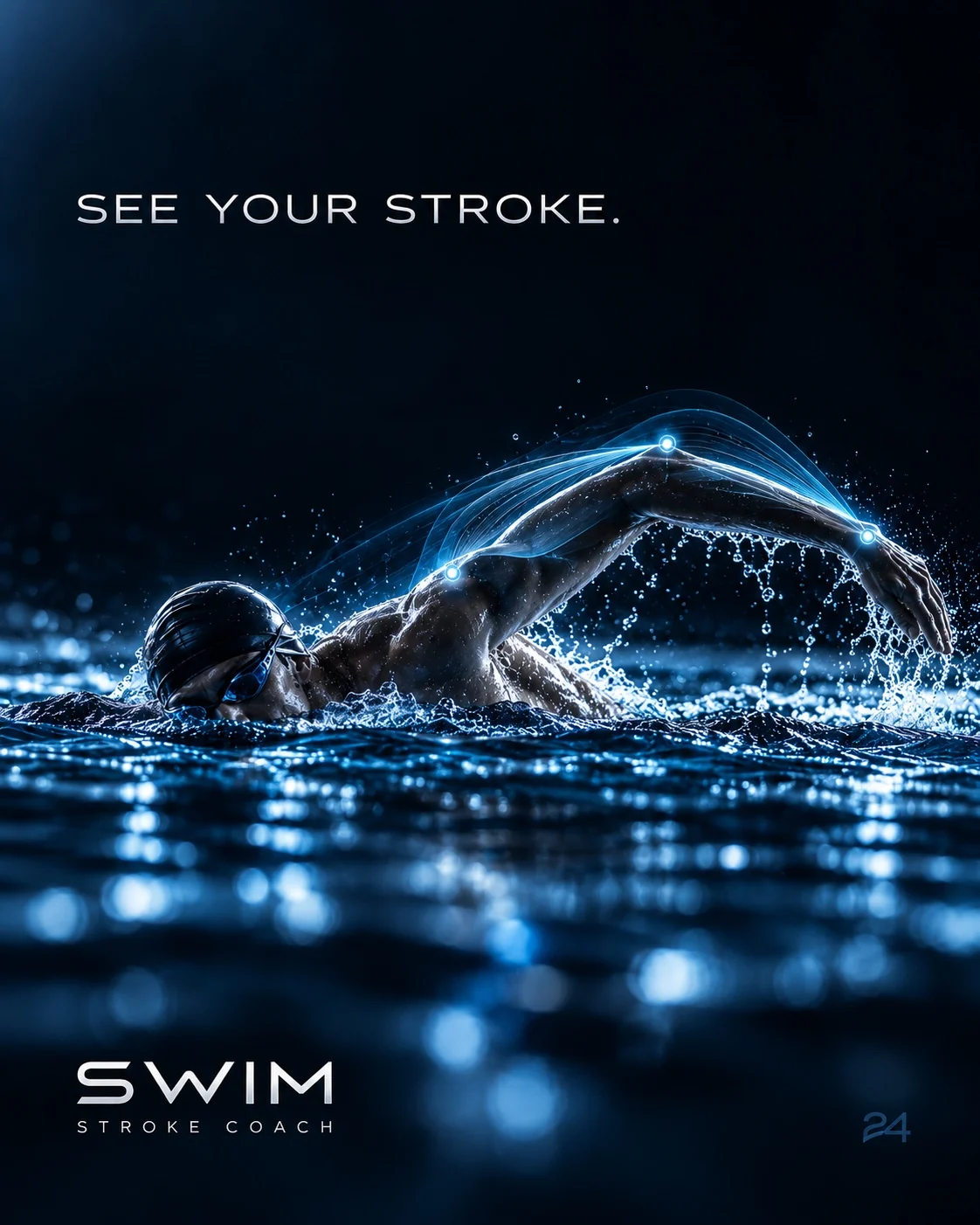 Illustrative photograph of a swimmer in the water, not a measured source video